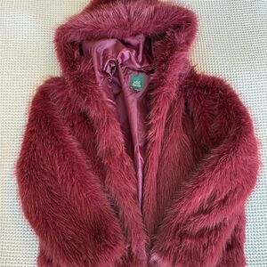 Wild Fable Plush Teddy Jacket - Rich Burgundy